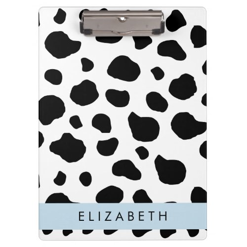 Cow Print Cow Spots Black And White Your Name Clipboard