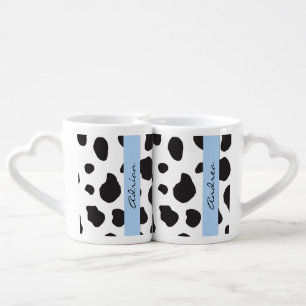 Cow Print, Cow Spots, Black And White, Your Name Coffee Mug Set