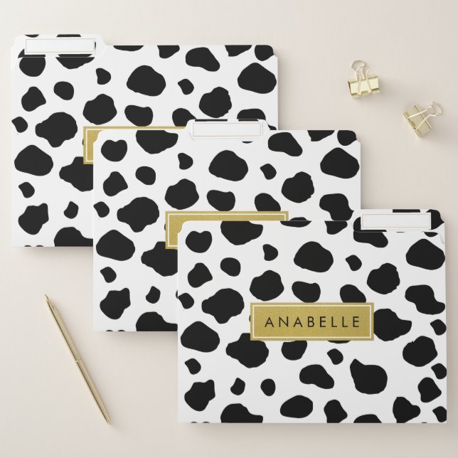 Cow Print, Cow Spots, Black And White, Your Name File Folder (Set)