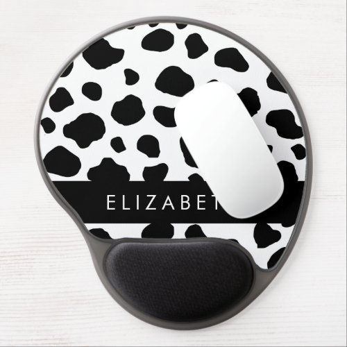 Cow Print Cow Spots Black And White Your Name Gel Mouse Pad