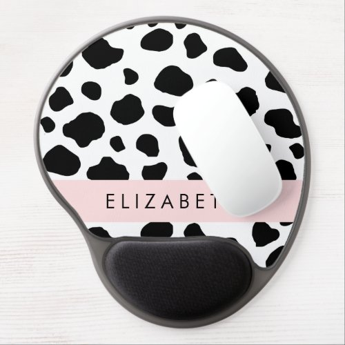 Cow Print Cow Spots Black And White Your Name Gel Mouse Pad