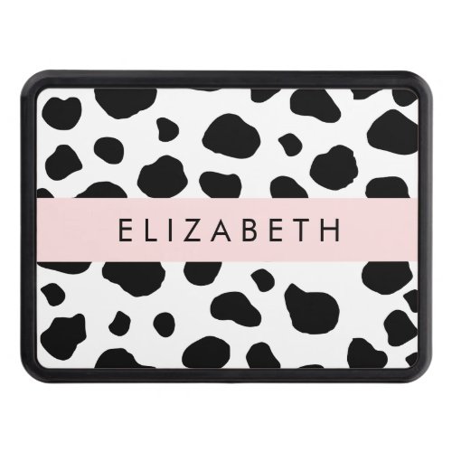 Cow Print Cow Spots Black And White Your Name Hitch Cover