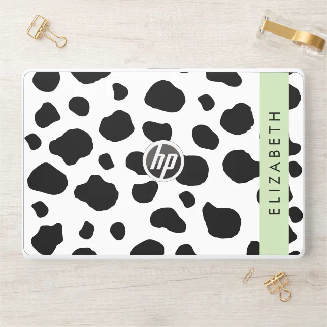 Cow Print, Cow Spots, Black And White, Your Name HP Laptop Skin | Zazzle