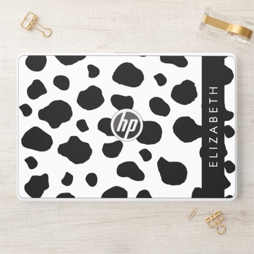 Cow Print Cow Spots Black And White Your Name HP Laptop Skin