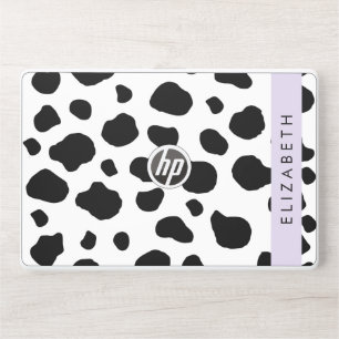 Cow Print, Cow Spots, Black And White, Your Name HP Laptop Skin