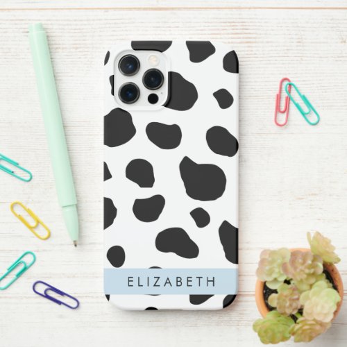 Cow Print Cow Spots Black And White Your Name iPhone 12 Pro Case
