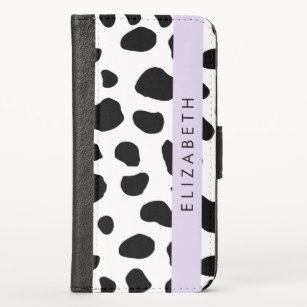 Cow Print, Cow Spots, Black And White, Your Name iPhone X Wallet Case