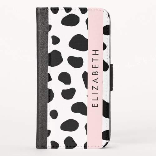 Cow Print Cow Spots Black And White Your Name iPhone X Wallet Case
