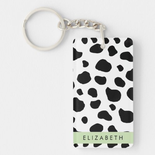 Cow Print Cow Spots Black And White Your Name Keychain