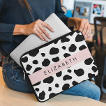 Cow Print, Cow Spots, Black And White, Your Name Laptop Sleeve<br><div class="desc">Elegant,  stylish and sophisticated cow pattern in black and white color. Modern and trendy gift,  perfect for the animal print lover in your life. Personalize by adding your name,  nickname,  monogram or initials.</div>