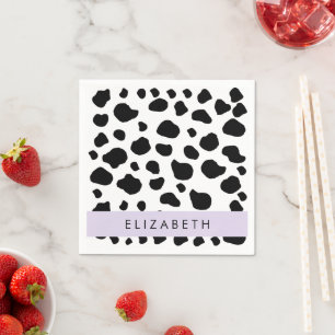Cow Print, Cow Spots, Black And White, Your Name Napkins