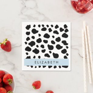 Cow Print, Cow Spots, Black And White, Your Name Napkins
