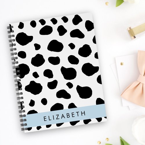 Cow Print Cow Spots Black And White Your Name Notebook