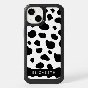 Cow Print, Cow Spots, Black And White, Your Name OtterBox iPhone 14 Case