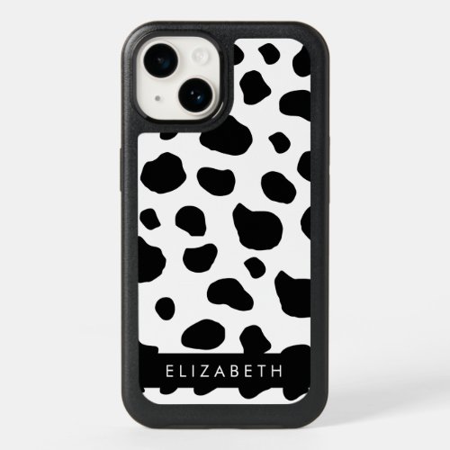 Cow Print Cow Spots Black And White Your Name OtterBox iPhone 14 Case