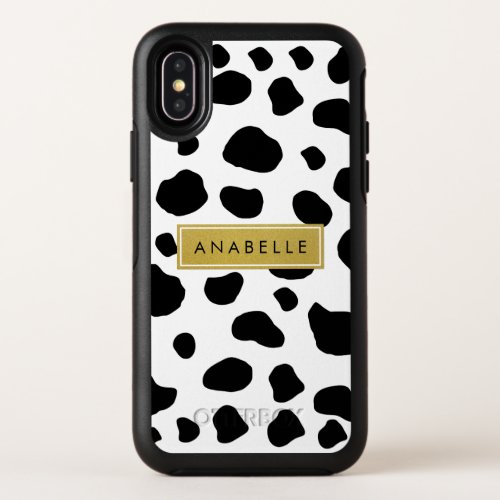 Cow Print Cow Spots Black And White Your Name OtterBox Symmetry iPhone XS Case
