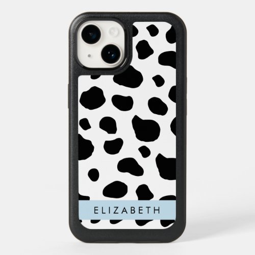 Cow Print Cow Spots Black And White Your Name OtterBox iPhone 14 Case