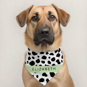 Cow Print, Cow Spots, Black And White, Your Name Pet Bandana Collar