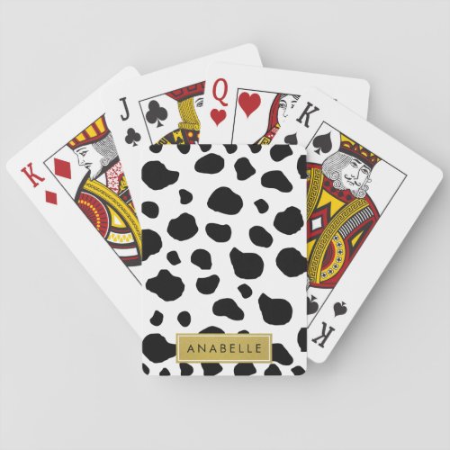 Cow Print Cow Spots Black And White Your Name Playing Cards