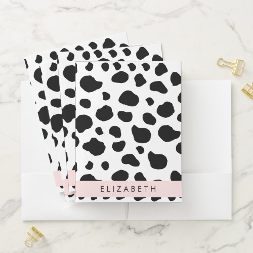 Cow Print Cow Spots Black And White Your Name Pocket Folder