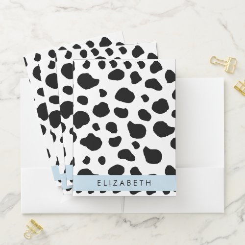 Cow Print Cow Spots Black And White Your Name Pocket Folder