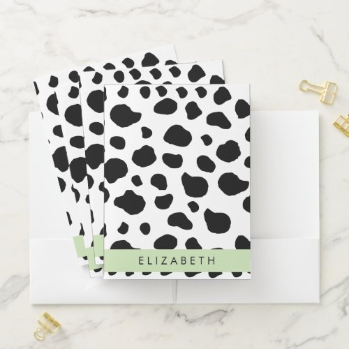 Cow Print Cow Spots Black And White Your Name Pocket Folder