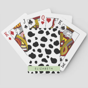 Cow Print, Cow Spots, Black And White, Your Name Poker Cards