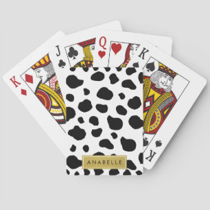 Cow Print, Cow Spots, Black And White, Your Name Poker Cards