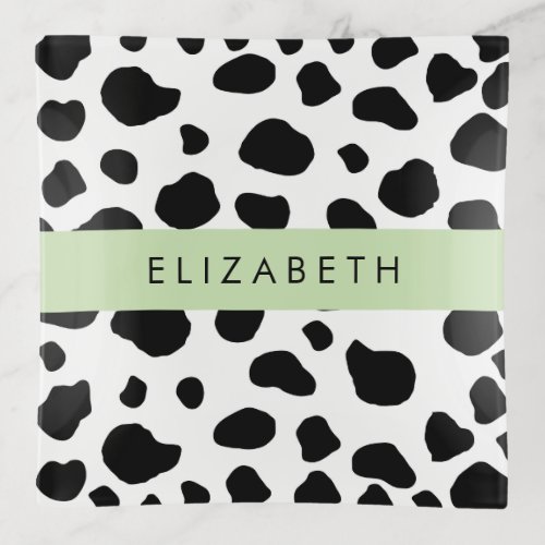 Cow Print Cow Spots Black And White Your Name Trinket Tray