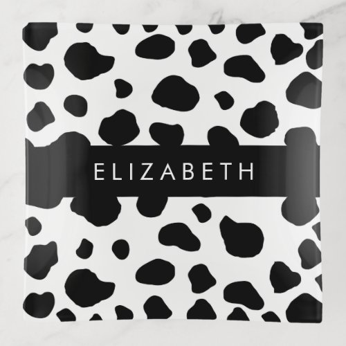 Cow Print Cow Spots Black And White Your Name Trinket Tray