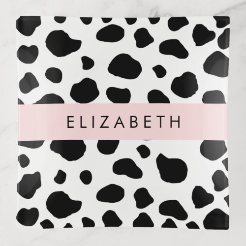 Cow Print Cow Spots Black And White Your Name Trinket Tray