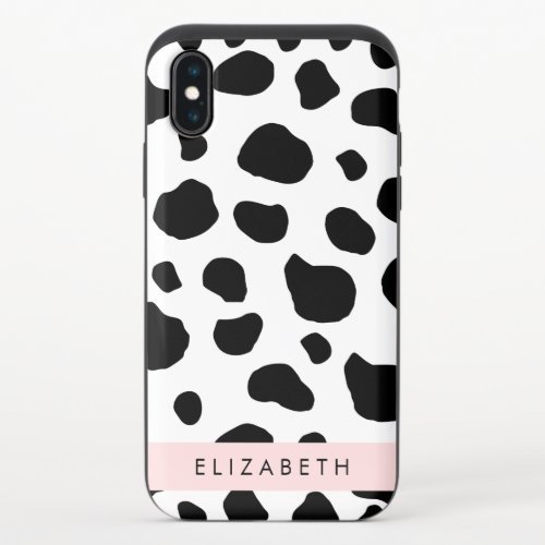 Cow Print Cow Spots Black And White Your Name iPhone X Slider Case