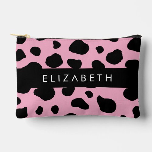 Cow Print Cow Spots Pink Cow Your Name Accessory Pouch