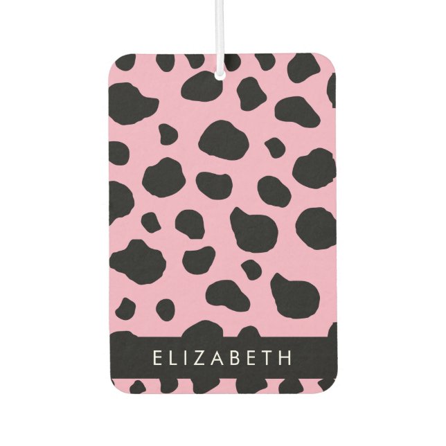 Cow Print, Cow Spots, Pink Cow, Your Name Air Freshener (Front)