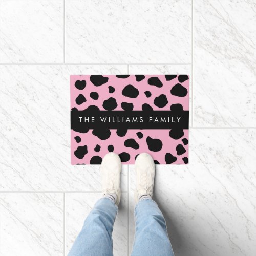 Cow Print Cow Spots Pink Cow Your Name Doormat