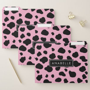 Cow Print, Cow Spots, Pink Cow, Your Name File Folder