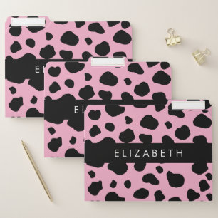 Cow Print, Cow Spots, Pink Cow, Your Name File Folder