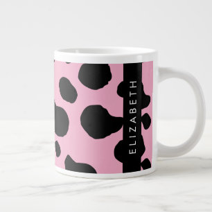 Cow Print, Cow Spots, Pink Cow, Your Name Giant Coffee Mug