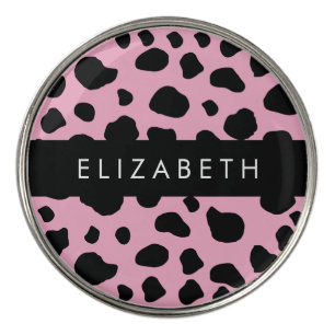 Cow Print, Cow Spots, Pink Cow, Your Name Golf Ball Marker