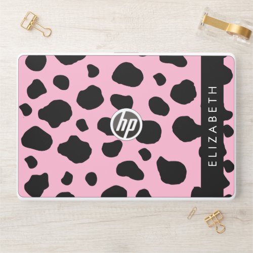 Cow Print Cow Spots Pink Cow Your Name HP Laptop Skin