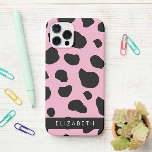 Cow Print Cow Spots Pink Cow Your Name iPhone 12 Pro Case