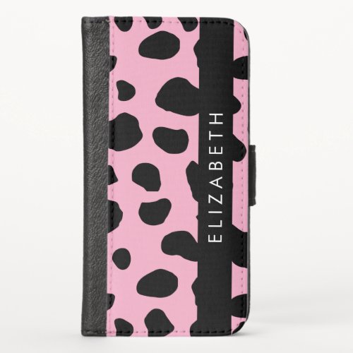 Cow Print Cow Spots Pink Cow Your Name iPhone X Wallet Case