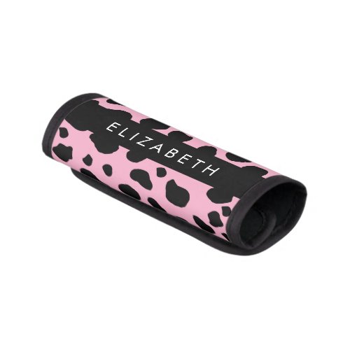 Cow Print Cow Spots Pink Cow Your Name Luggage Handle Wrap