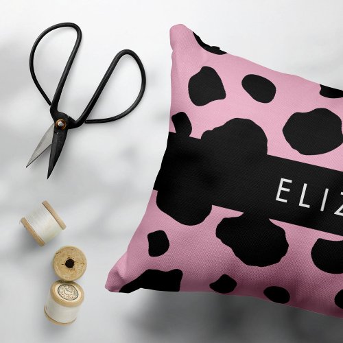 Cow Print Cow Spots Pink Cow Your Name Pet Bed
