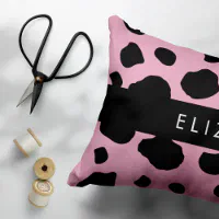 Pink cow print discount pillow