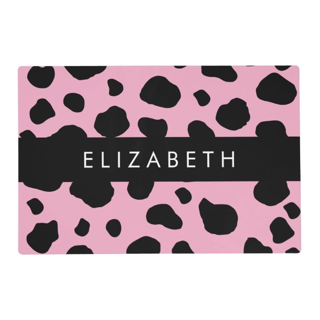 Cow Print, Cow Spots, Pink Cow, Your Name Placemat (Front)