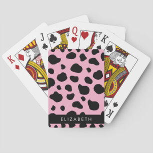 Cow Print, Cow Spots, Pink Cow, Your Name Poker Cards