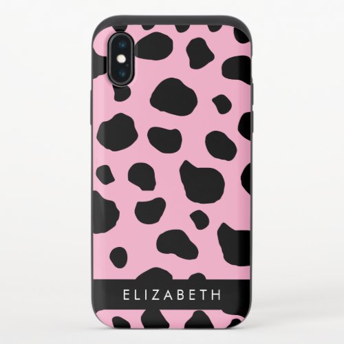 Cow Print Cow Spots Pink Cow Your Name iPhone X Slider Case