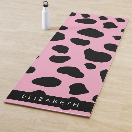 Cow Print Cow Spots Pink Cow Your Name Yoga Mat