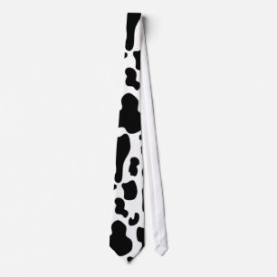 Cow Print - Cow Spots - White Black Neck Tie